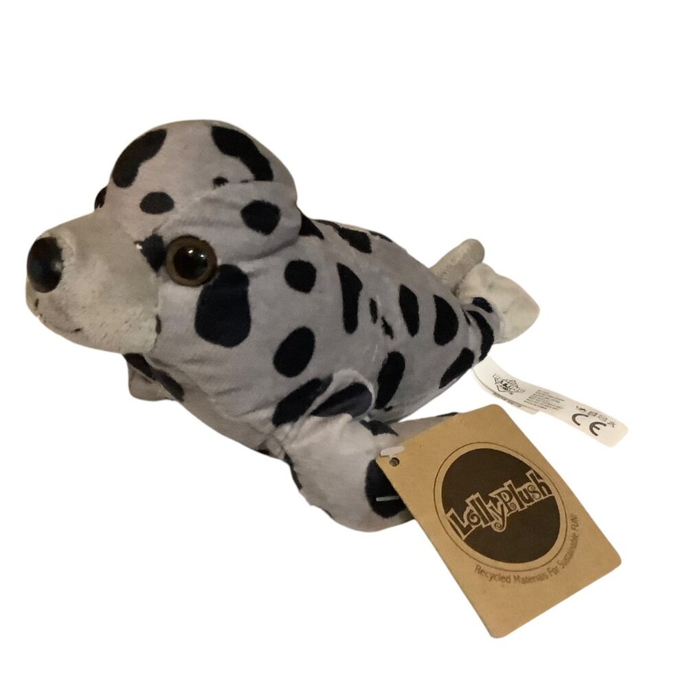Lollyplush Gray & Black Spotted Seal Plush Toy 9" Recycled Materials Petting Zoo
